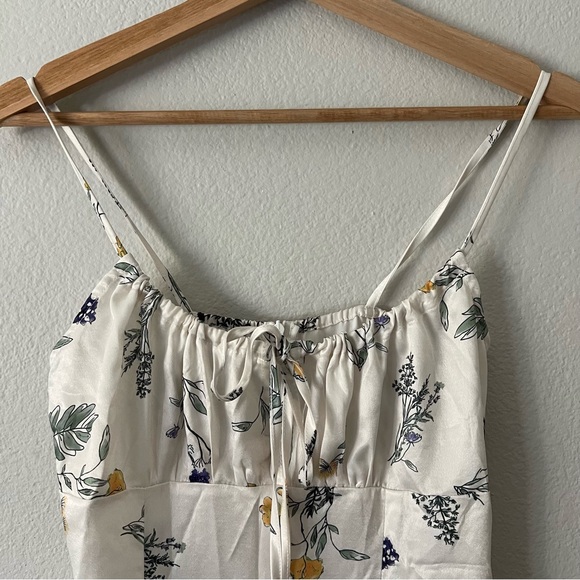 *SOLD C* Cider Floral Drawstring slit Midi dress Ivory size small - Picture 4 of 7